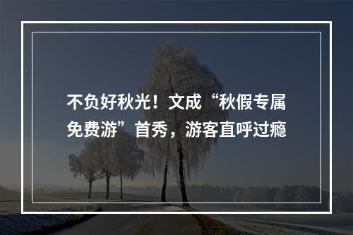 不负好秋光！文成“秋假专属免费游”首秀，游客直呼过瘾