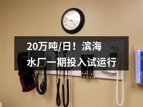 20万吨/日！滨海水厂一期投入试运行