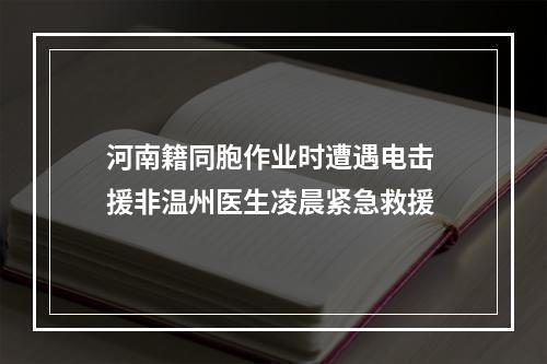 河南籍同胞作业时遭遇电击 援非温州医生凌晨紧急救援