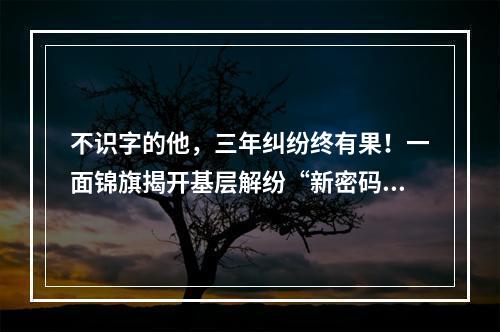 不识字的他，三年纠纷终有果！一面锦旗揭开基层解纷“新密码”