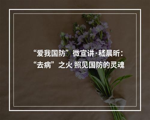 “爱我国防”微宣讲·嵇晨昕：“去病”之火 照见国防的灵魂