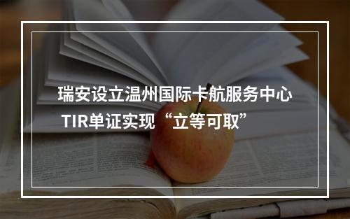瑞安设立温州国际卡航服务中心 TIR单证实现“立等可取”