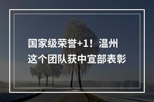 国家级荣誉+1！温州这个团队获中宣部表彰