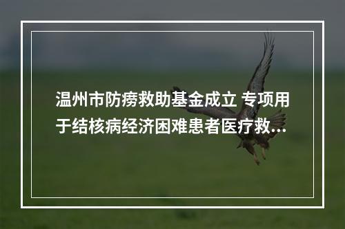 温州市防痨救助基金成立 专项用于结核病经济困难患者医疗救助