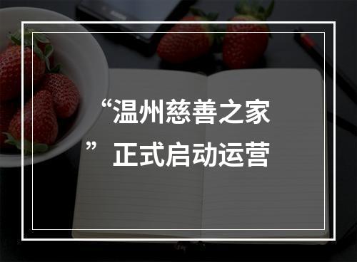 “温州慈善之家”正式启动运营