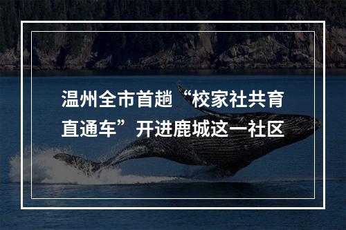 温州全市首趟“校家社共育直通车”开进鹿城这一社区