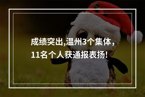 成绩突出,温州3个集体，11名个人获通报表扬!