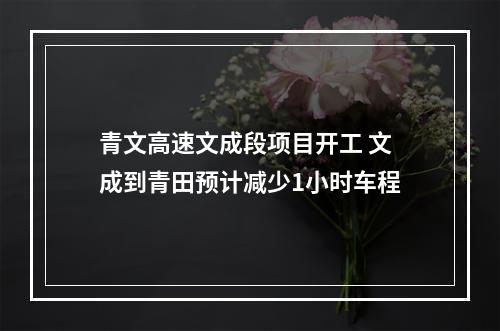青文高速文成段项目开工 文成到青田预计减少1小时车程