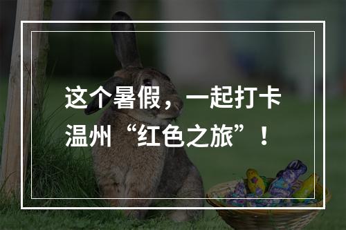 这个暑假，一起打卡温州“红色之旅”！