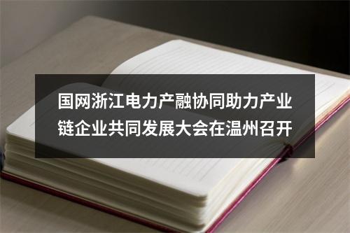 国网浙江电力产融协同助力产业链企业共同发展大会在温州召开