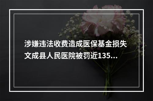 涉嫌违法收费造成医保基金损失 文成县人民医院被罚近135万元