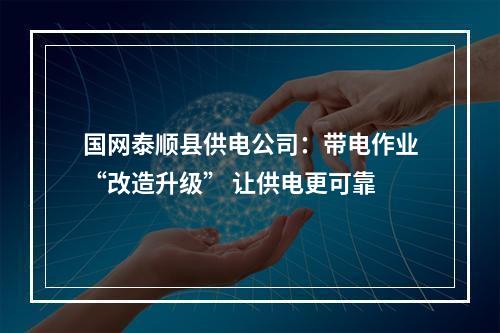 国网泰顺县供电公司：带电作业“改造升级” 让供电更可靠