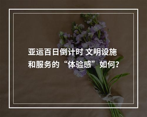 亚运百日倒计时 文明设施和服务的“体验感”如何？