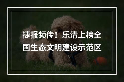 捷报频传！乐清上榜全国生态文明建设示范区