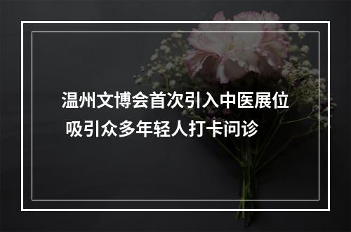 温州文博会首次引入中医展位 吸引众多年轻人打卡问诊