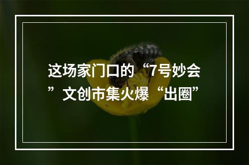 这场家门口的“7号妙会”文创市集火爆“出圈”