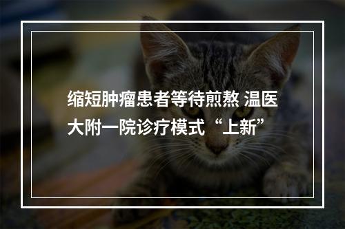 缩短肿瘤患者等待煎熬 温医大附一院诊疗模式“上新”