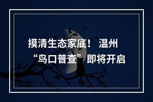 摸清生态家底！ 温州“鸟口普查”即将开启
