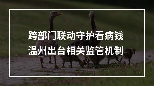跨部门联动守护看病钱 温州出台相关监管机制