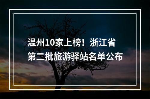 温州10家上榜！浙江省第二批旅游驿站名单公布