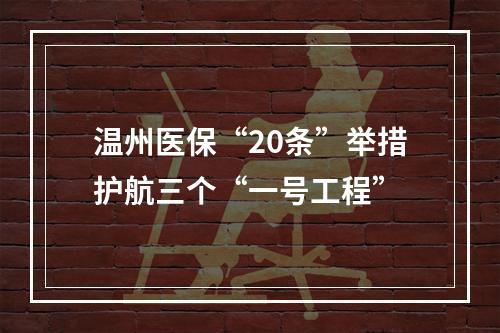 温州医保“20条”举措护航三个“一号工程”