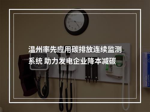 温州率先应用碳排放连续监测系统 助力发电企业降本减碳