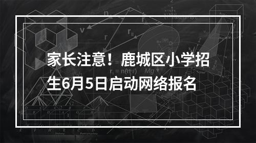 家长注意！鹿城区小学招生6月5日启动网络报名