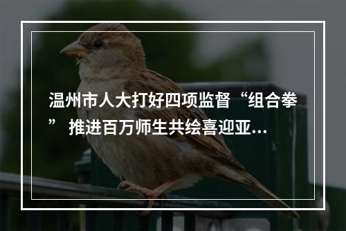 温州市人大打好四项监督“组合拳” 推进百万师生共绘喜迎亚运“同心圆”