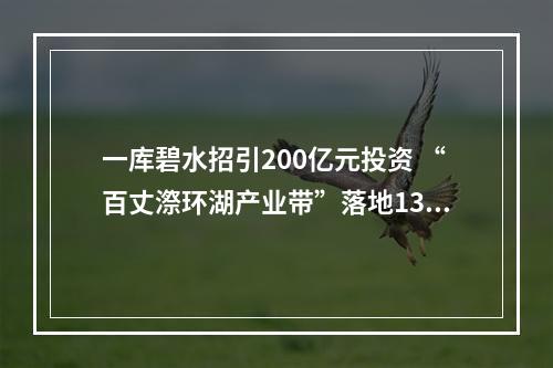 一库碧水招引200亿元投资 “百丈漈环湖产业带”落地13个亿元以上项目
