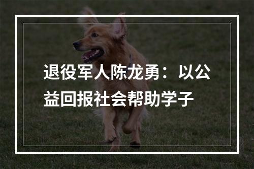 退役军人陈龙勇：以公益回报社会帮助学子