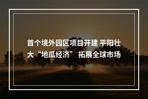 首个境外园区项目开建 平阳壮大“地瓜经济” 拓展全球市场
