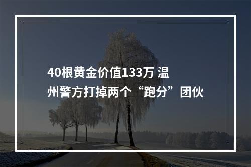 40根黄金价值133万 温州警方打掉两个“跑分”团伙