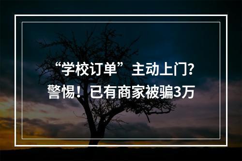 “学校订单”主动上门？警惕！已有商家被骗3万