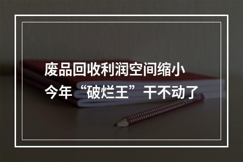 废品回收利润空间缩小 今年“破烂王”干不动了