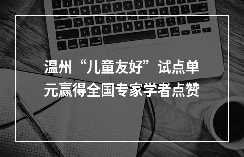温州“儿童友好”试点单元赢得全国专家学者点赞