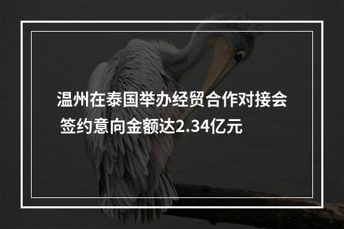 温州在泰国举办经贸合作对接会 签约意向金额达2.34亿元