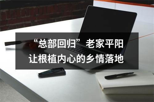 “总部回归”老家平阳 让根植内心的乡情落地