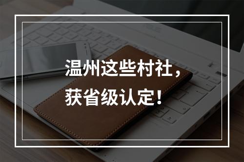 温州这些村社，获省级认定！