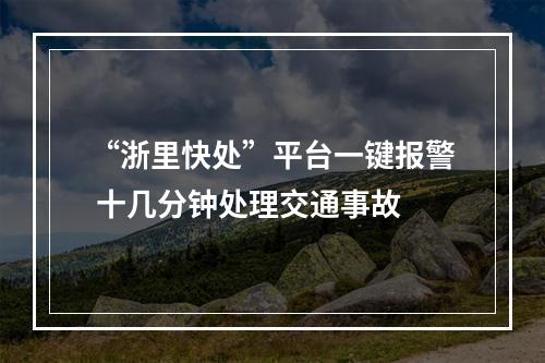 “浙里快处”平台一键报警 十几分钟处理交通事故