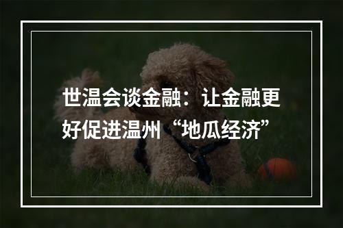 世温会谈金融：让金融更好促进温州“地瓜经济”