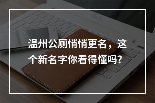 温州公厕悄悄更名，这个新名字你看得懂吗？