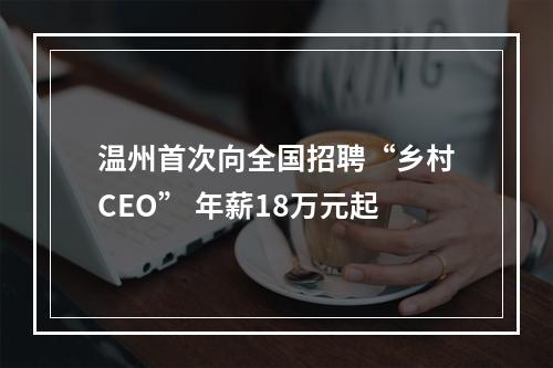 温州首次向全国招聘“乡村CEO” 年薪18万元起
