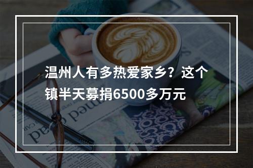 温州人有多热爱家乡？这个镇半天募捐6500多万元