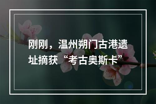 刚刚，温州朔门古港遗址摘获“考古奥斯卡”