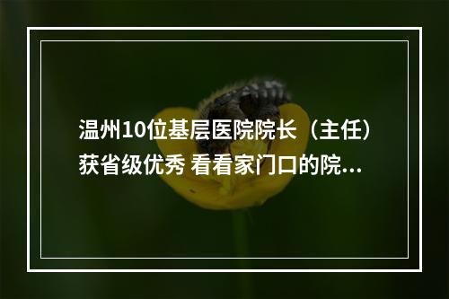 温州10位基层医院院长（主任）获省级优秀 看看家门口的院长都在忙些啥