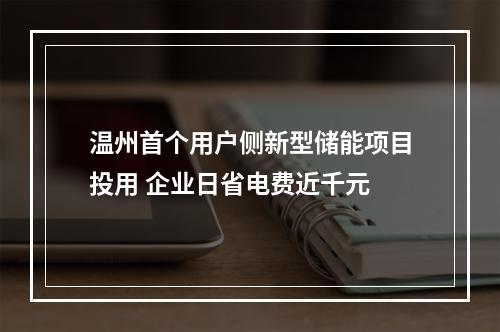 温州首个用户侧新型储能项目投用 企业日省电费近千元