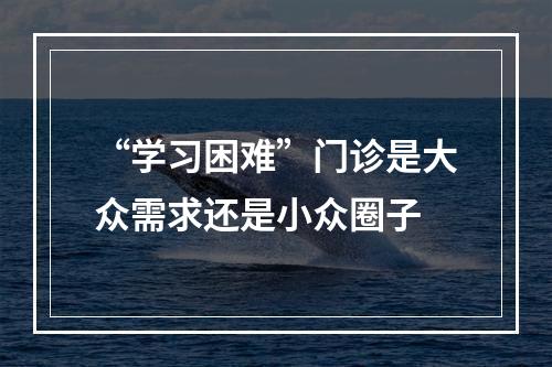 “学习困难”门诊是大众需求还是小众圈子