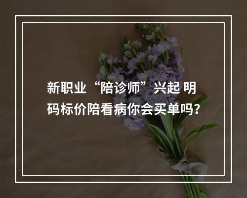 新职业“陪诊师”兴起 明码标价陪看病你会买单吗？