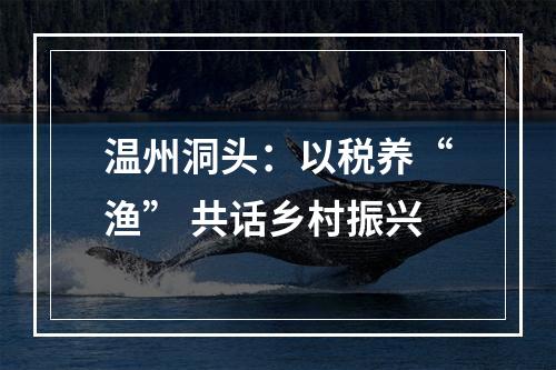 温州洞头：以税养“渔” 共话乡村振兴