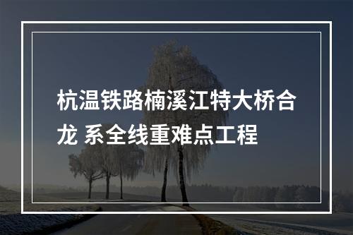 杭温铁路楠溪江特大桥合龙 系全线重难点工程
